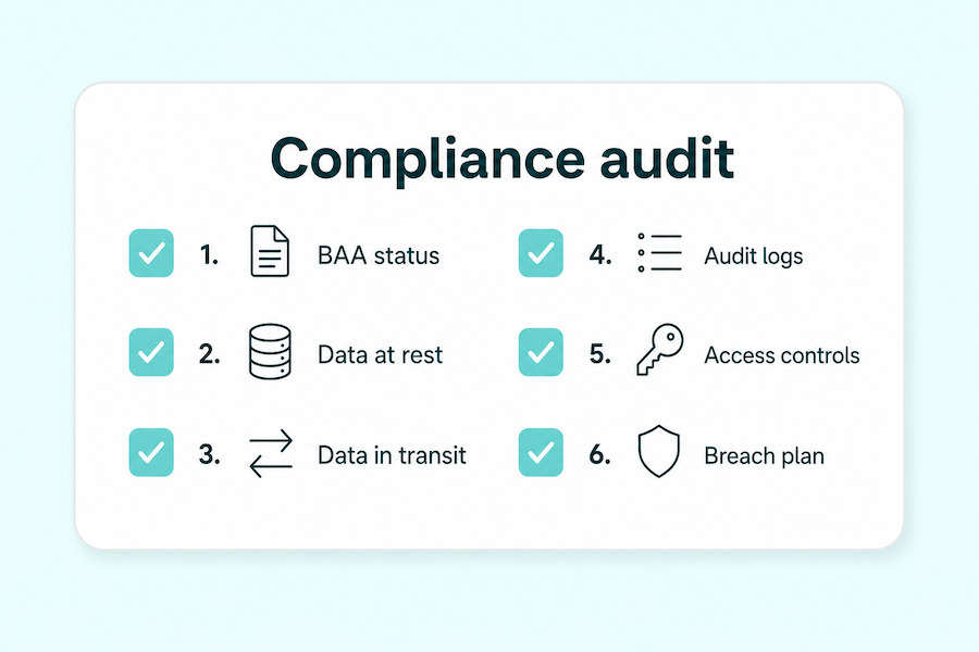 compliance audit when building health app with no code tools