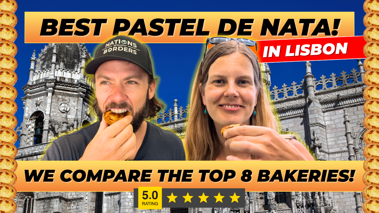 Josien and Eric eating pastel de nata