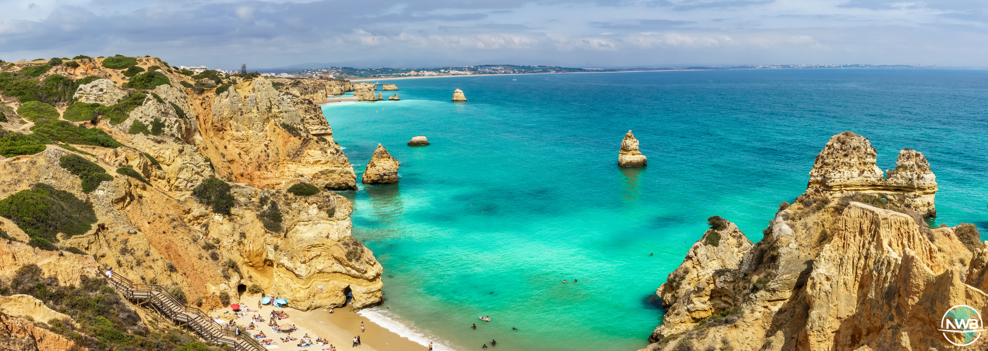 view on algarve cliffs in portugal