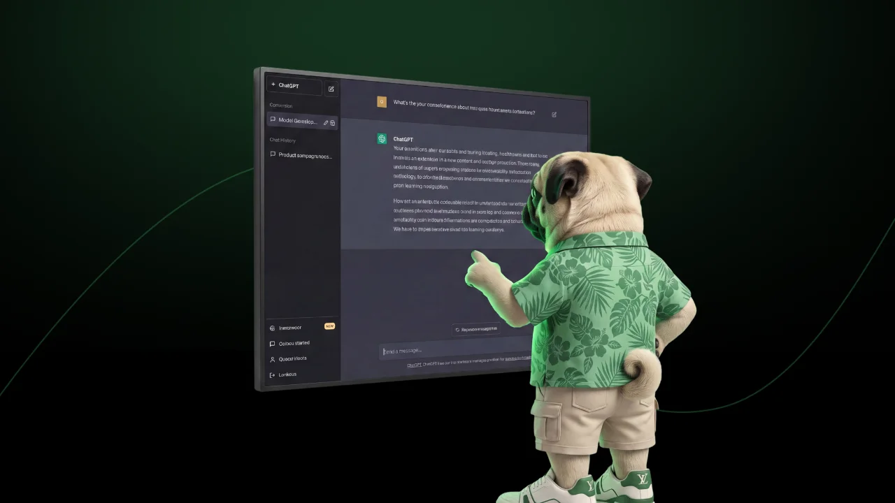 SOMDOG in front of a large ChatGPT interface
