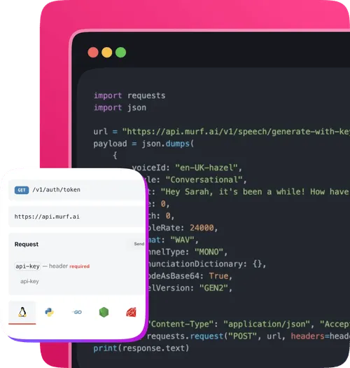 Murf API - Text to speech API, Voice changer API, TTS streaming API and much more