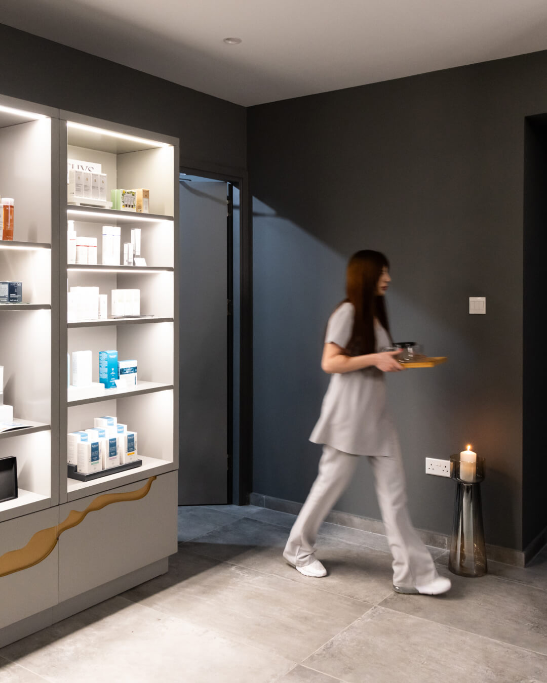 woman walking in office