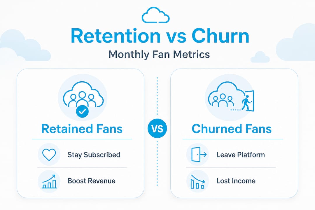 Infographic comparing retained and churned fans