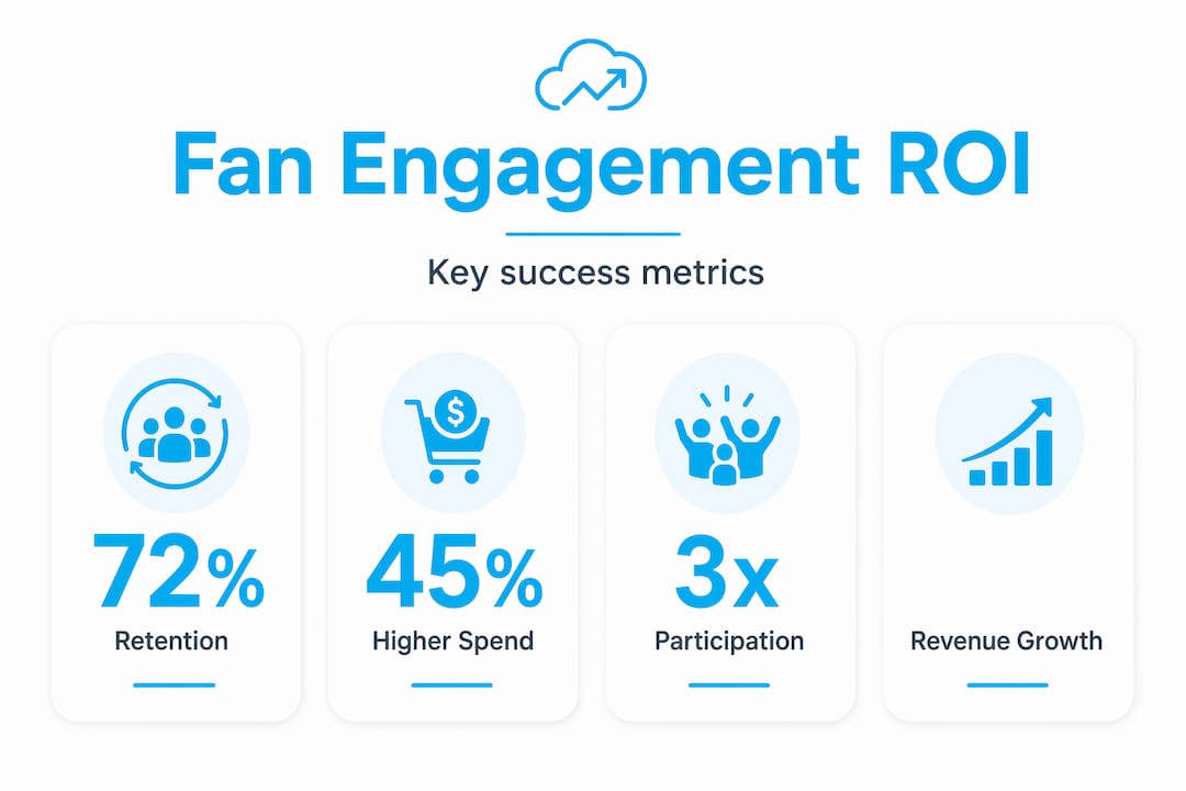 Key stat callouts on fan engagement and revenue