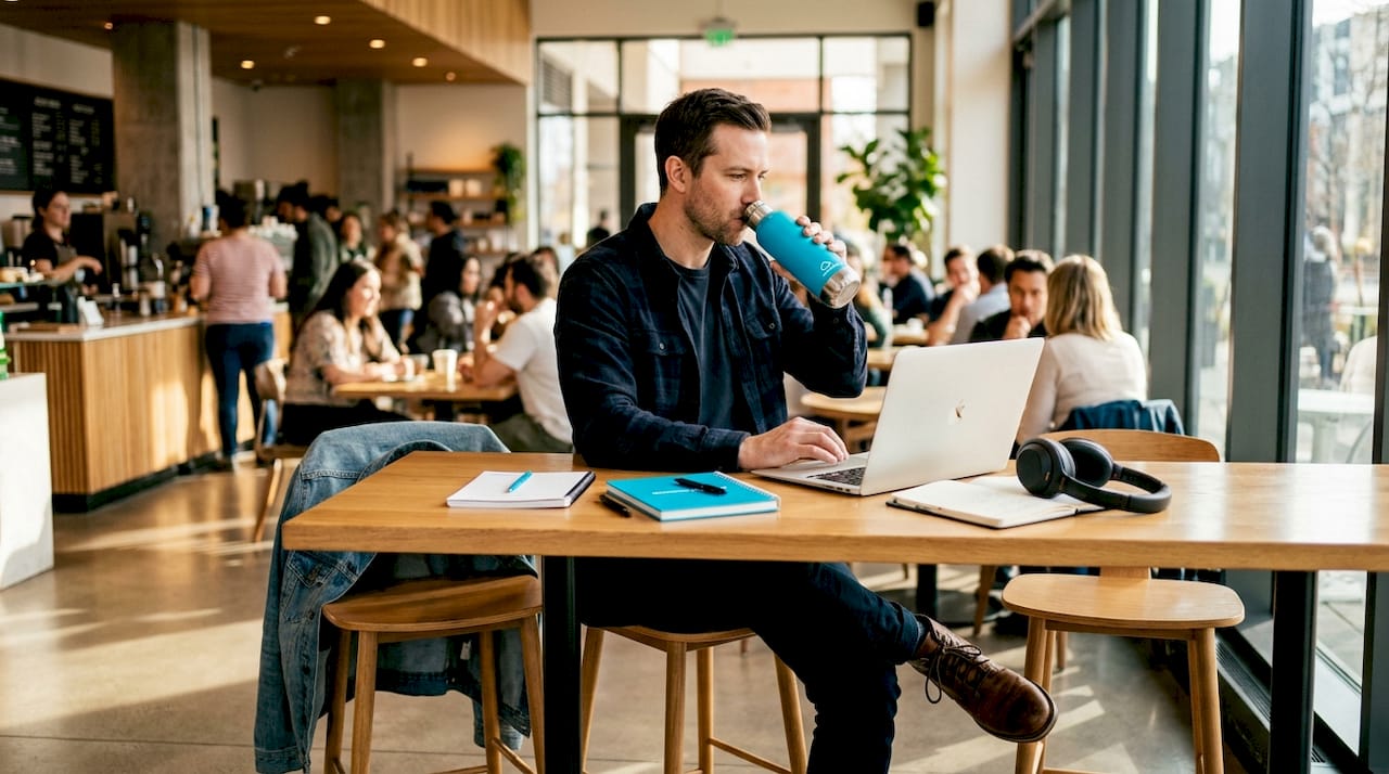 Checking creator health dashboard in coworking space