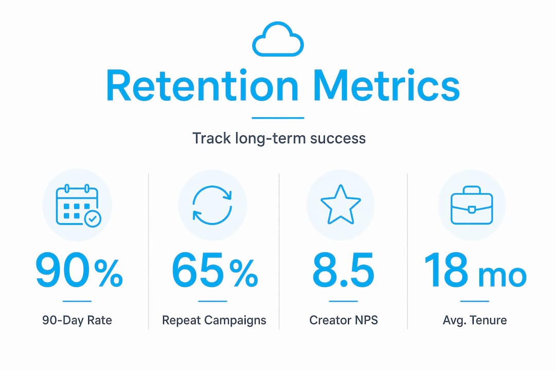 Infographic with four retention success metric callouts