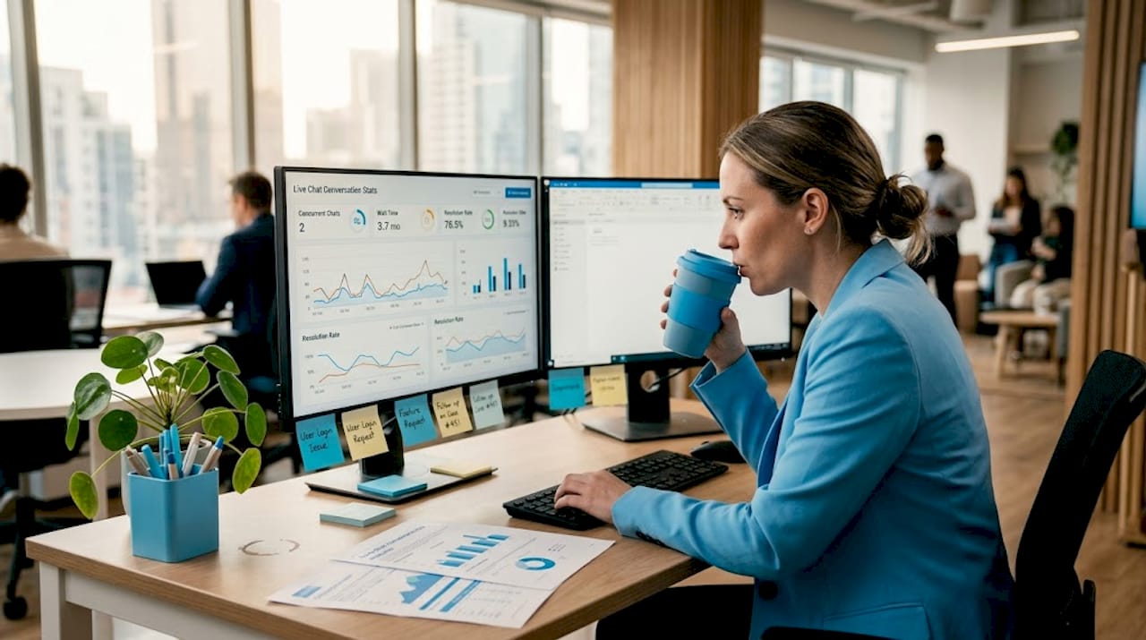 Support agent tracking chat performance metrics
