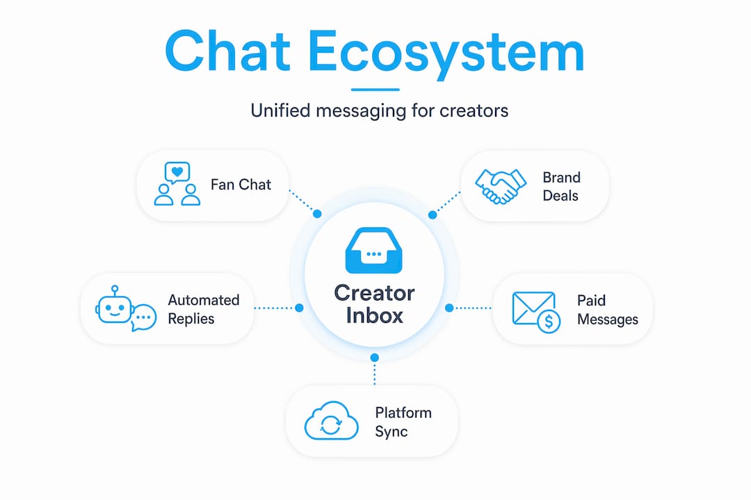 Hierarchy infographic showing unified creator chat system