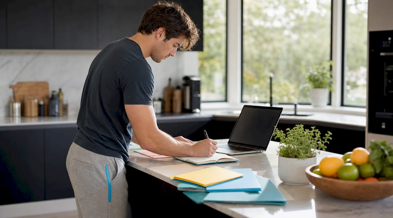 Creator organizing content workflow at desk