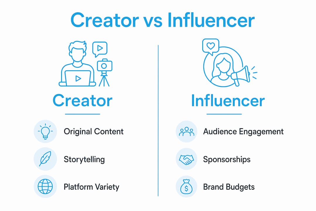 Infographic comparing creators and influencers