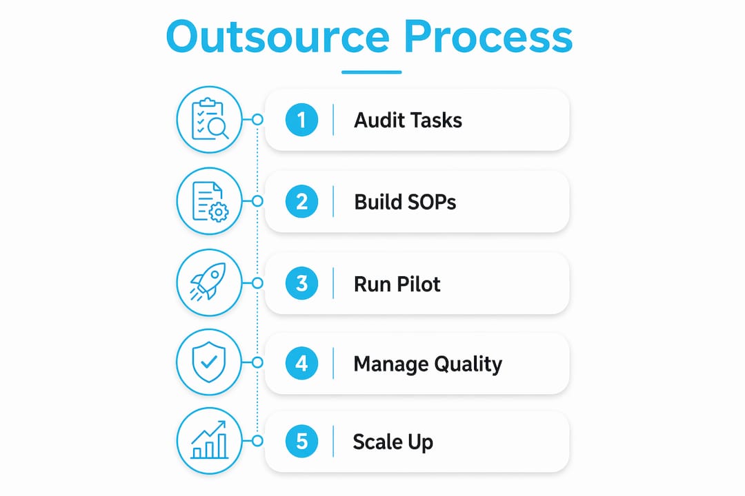 Infographic showing outsourcing process steps