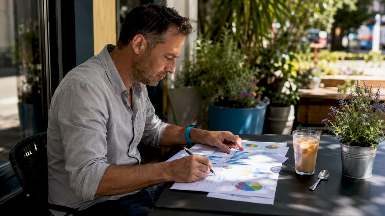 Hands reviewing subscription pricing charts