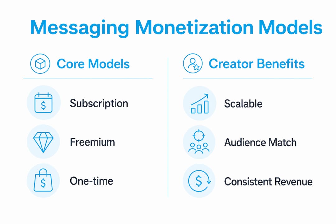 Infographic comparing core messaging monetization models and benefits