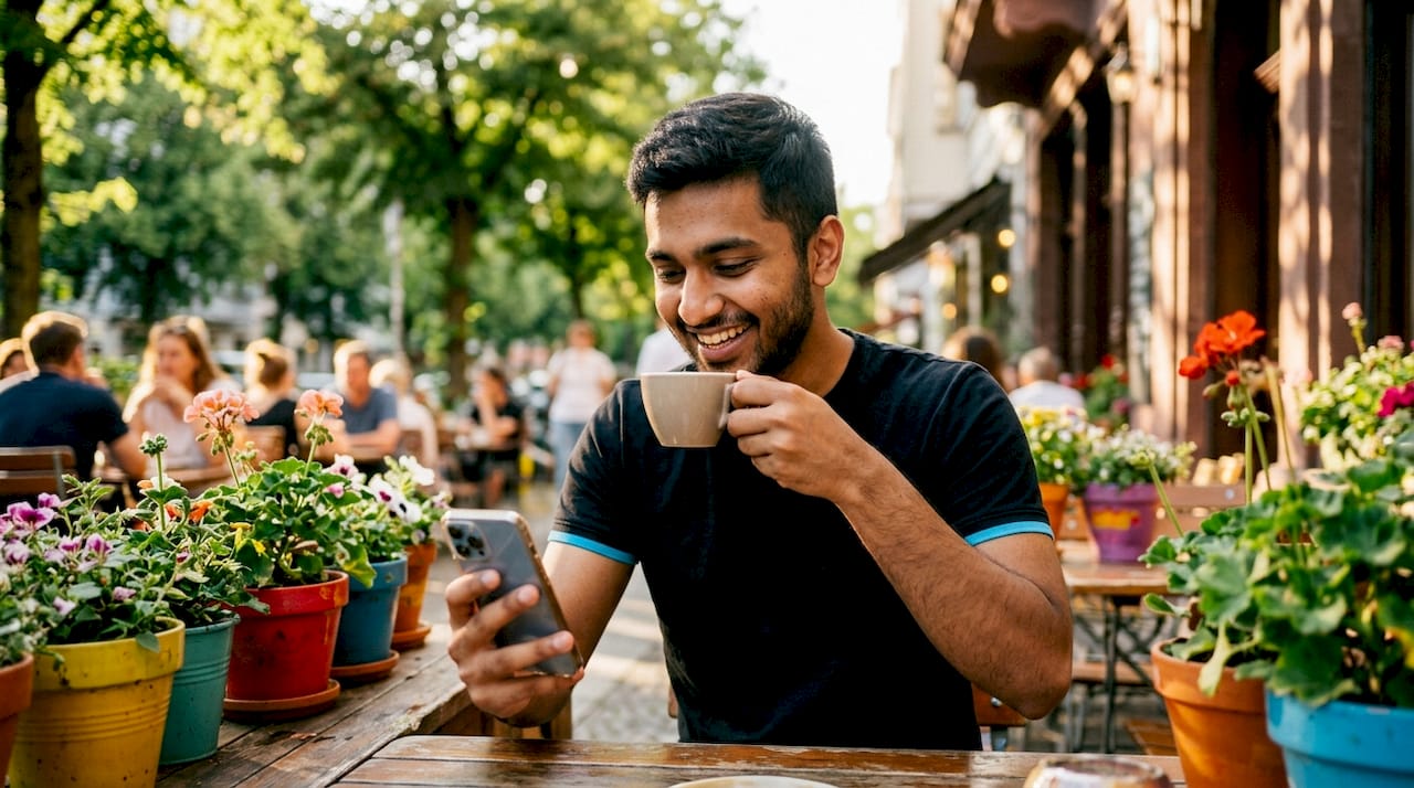 Content creator engaging with audience via smartphone