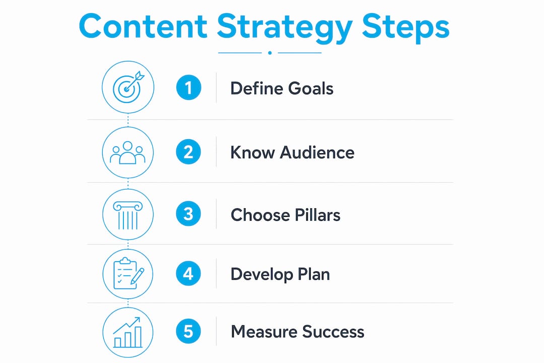 Infographic showing key steps in content strategy creation