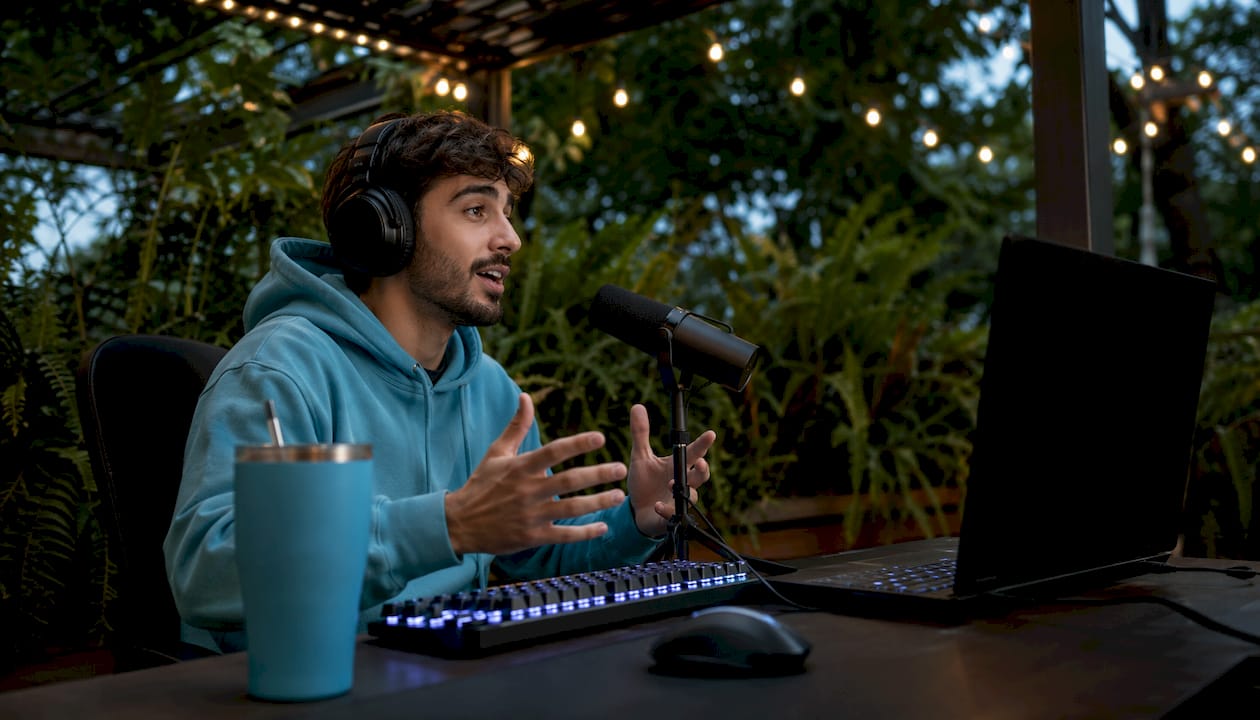 Streamer live broadcasting in home setup