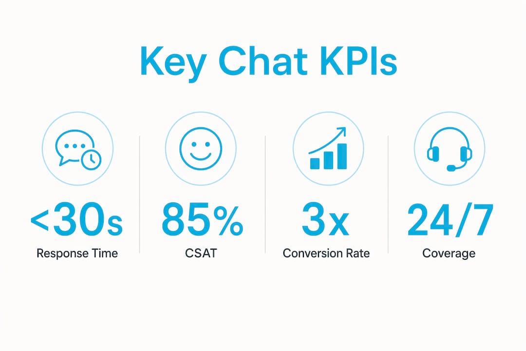 Infographic of key chat KPIs and metrics for outsourcing