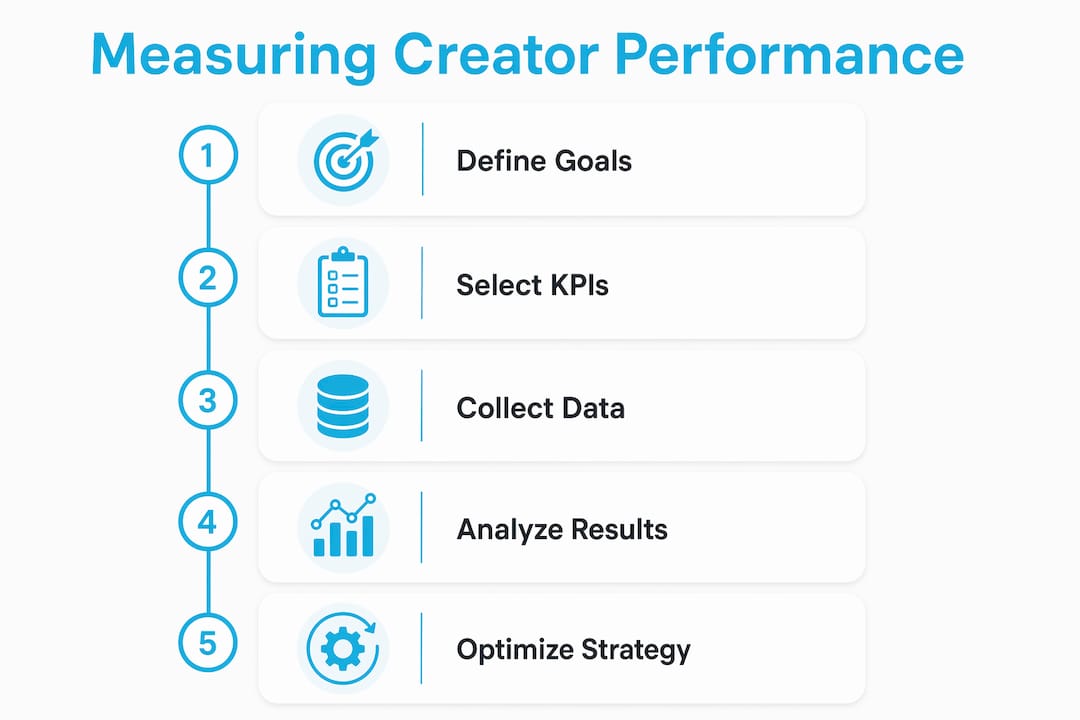 Infographic showing steps to measure creator performance