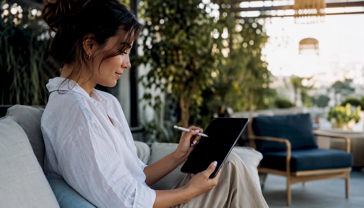 Creator planning campaign on tablet