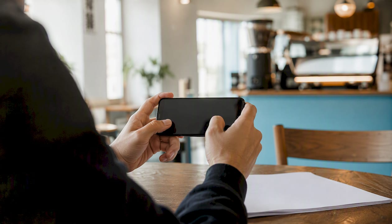 Hands demonstrating chat training on phone