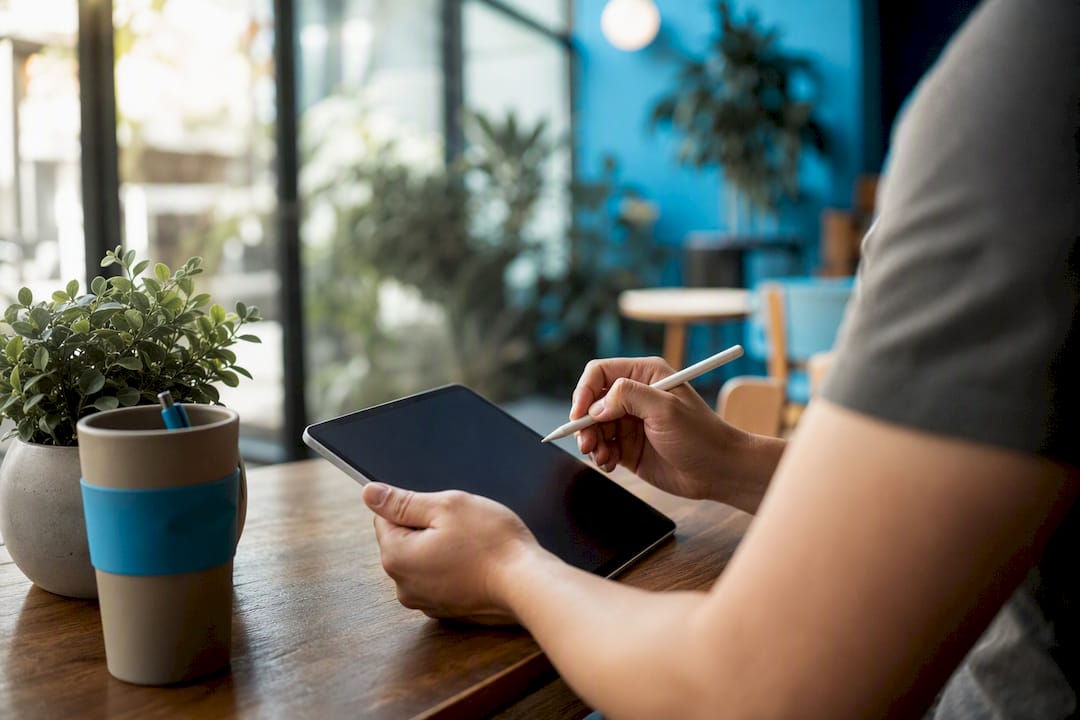 Hands preparing chatbot messaging