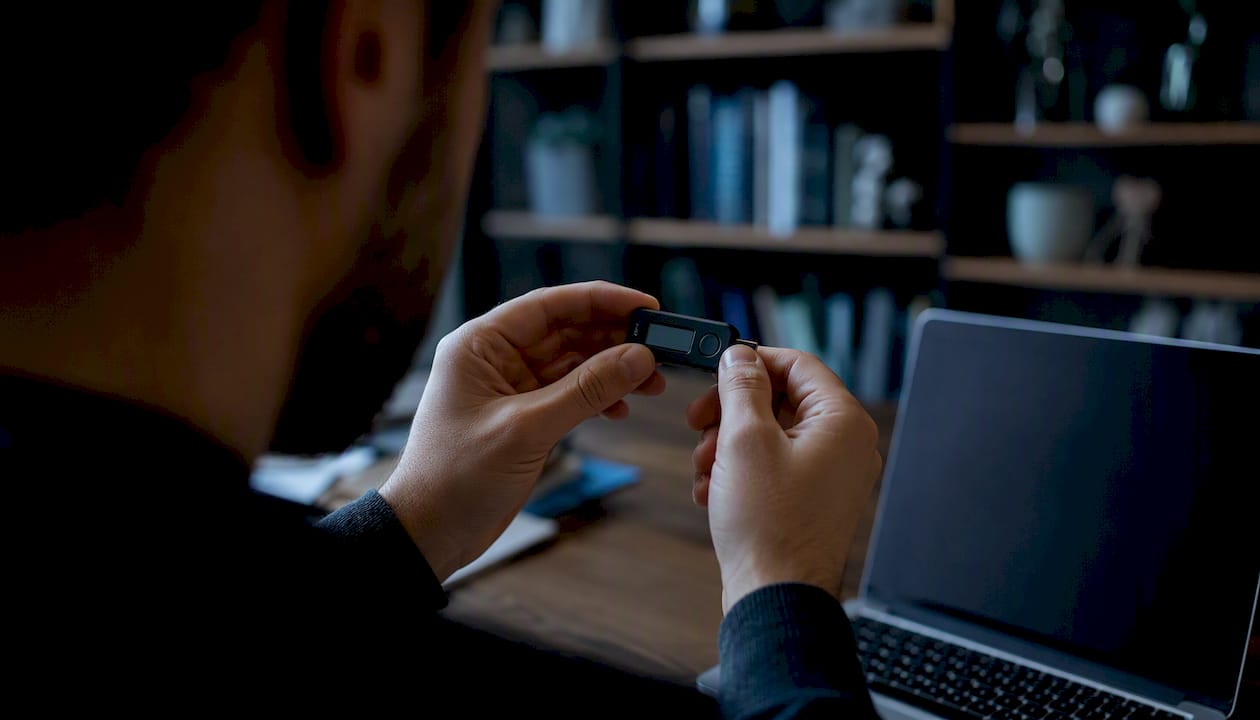 Hands managing security token for data protection