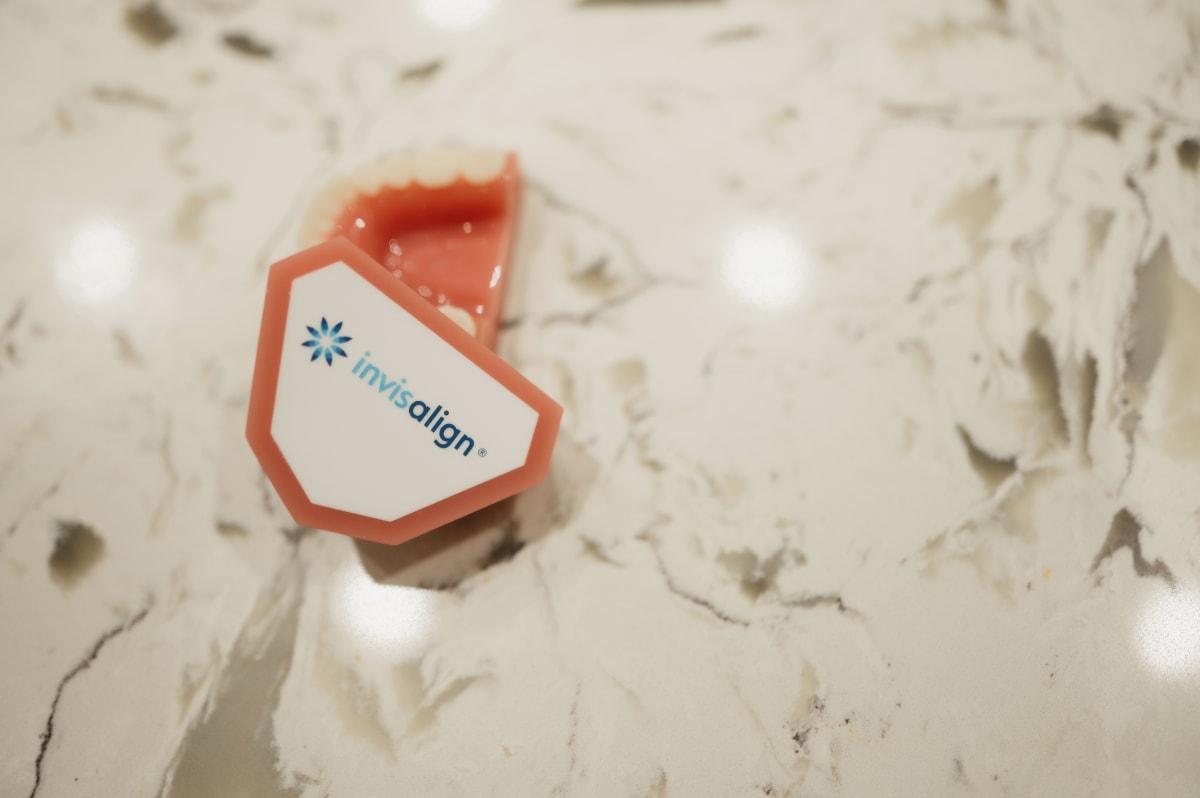 Invisalign clear aligners displayed at dental office in Katy TX for orthodontic treatment