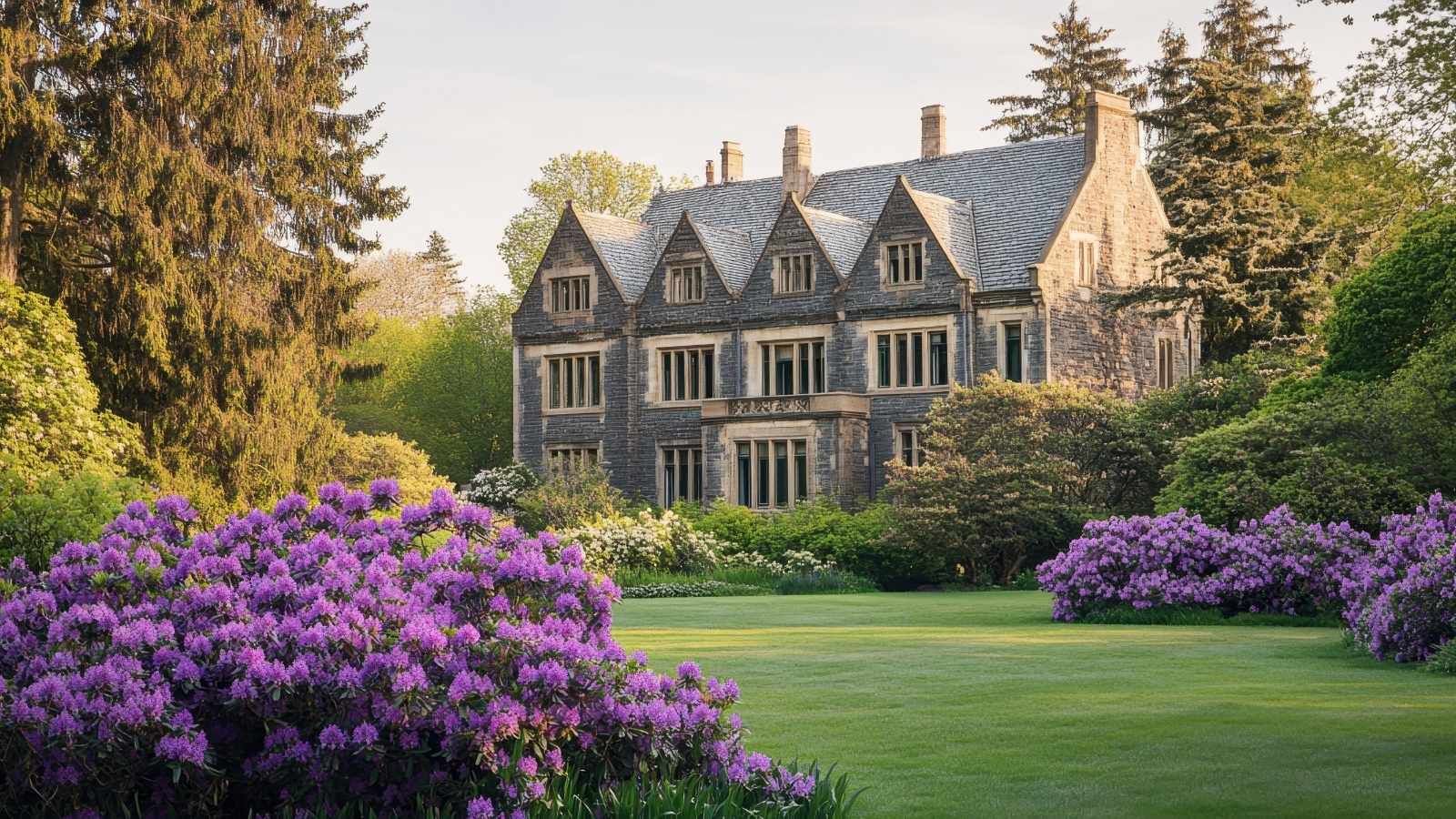 A large house set in beautiful gardens
