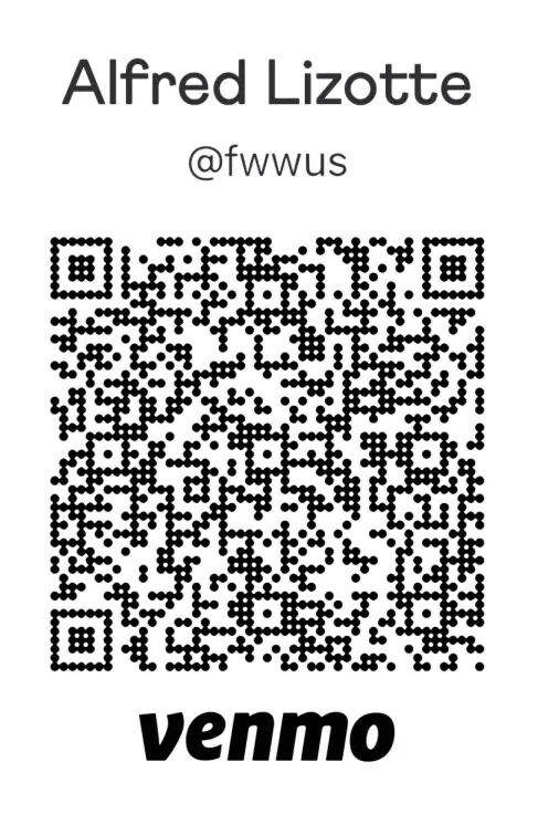 Venmo QR code for Alfred Lizotte with username @fwwus