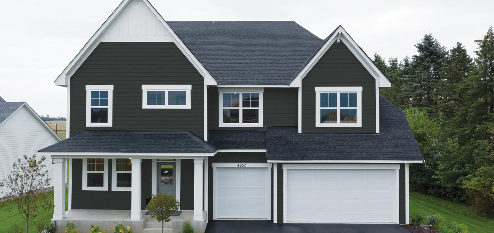 home with abyss black house siding