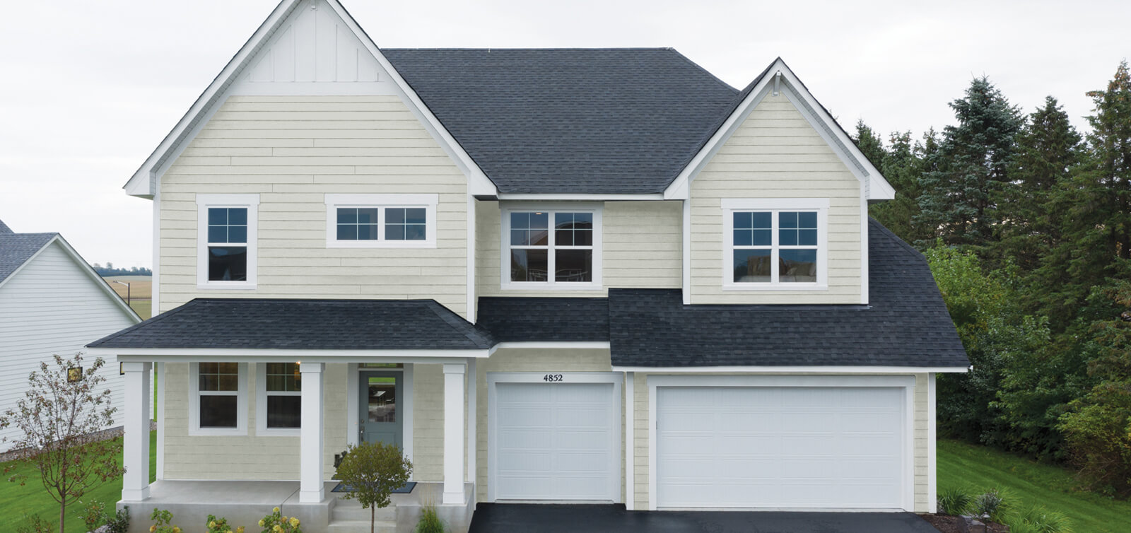 home with quarry gray house siding