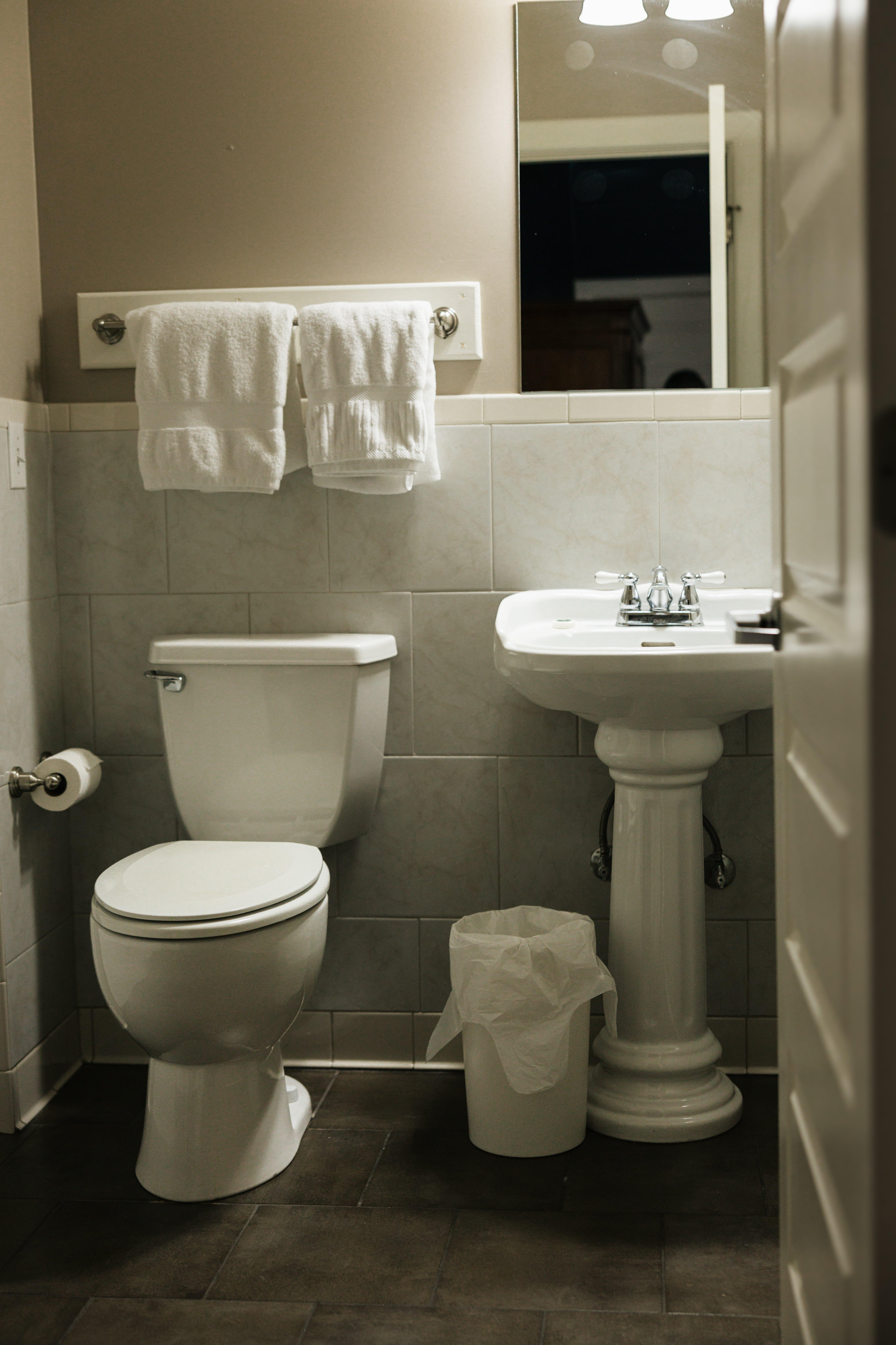 Bathroom sink and toilet in The Georgia Room