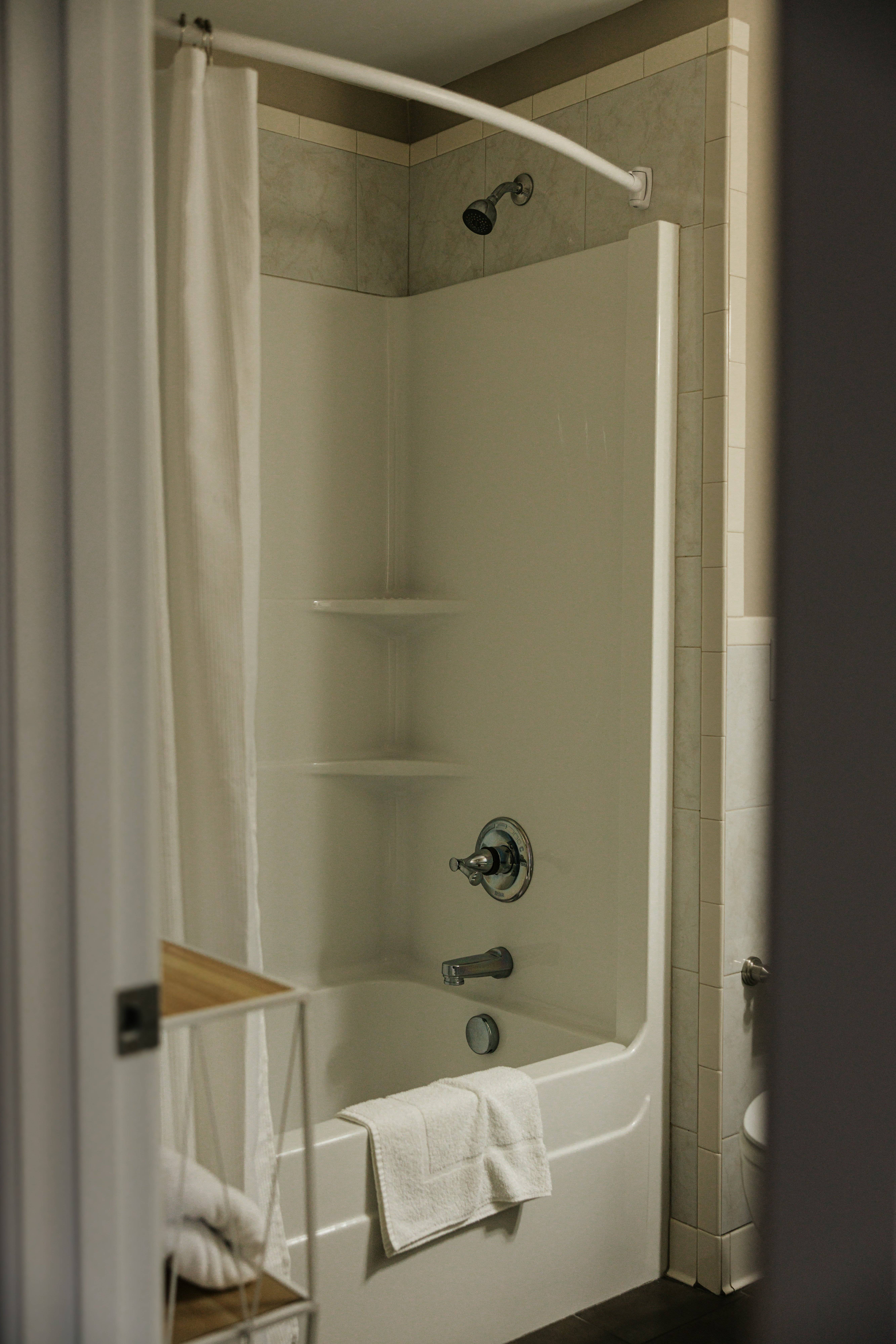 Bathroom shower and tub in The Georgia Room