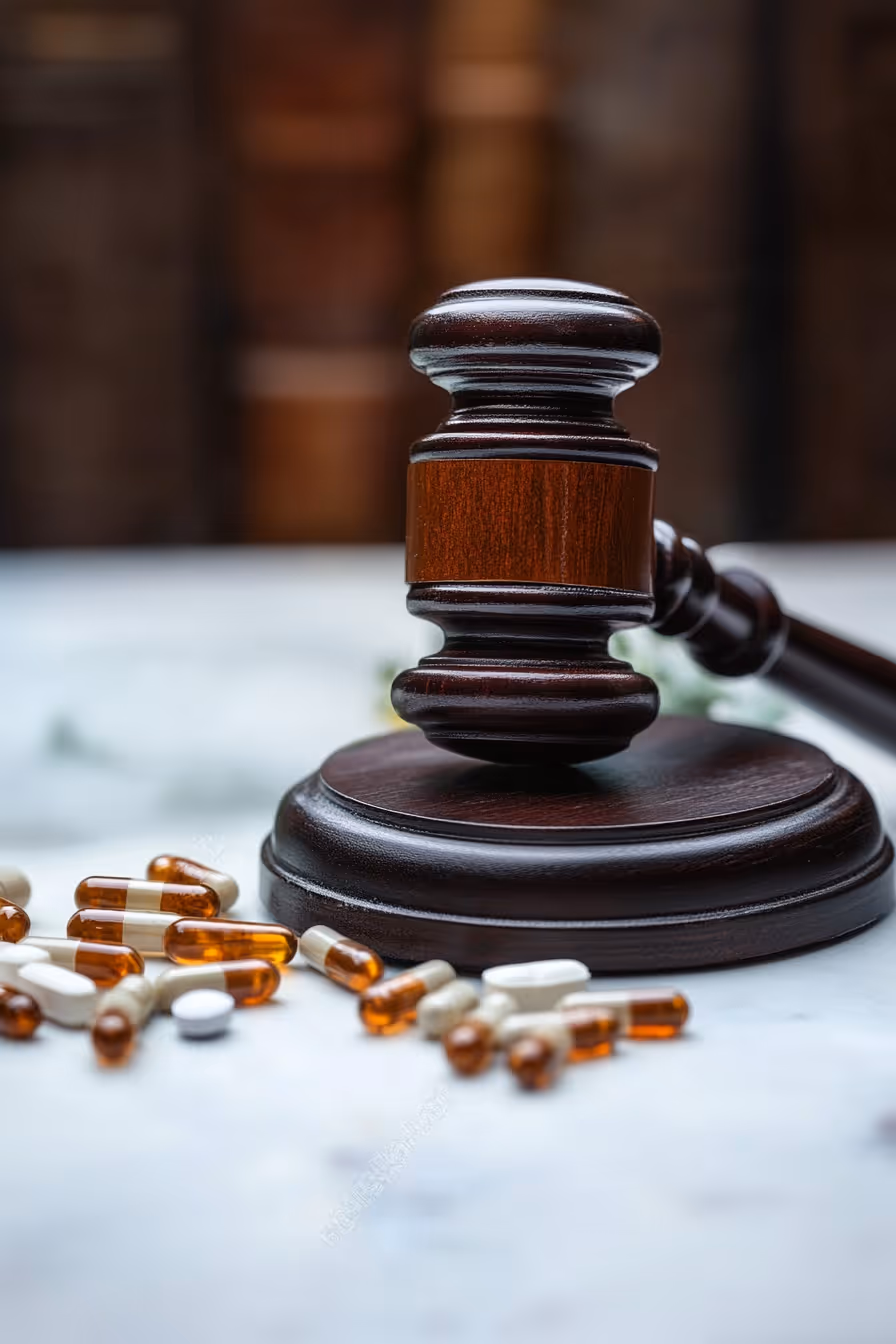 Illustration of medication and law