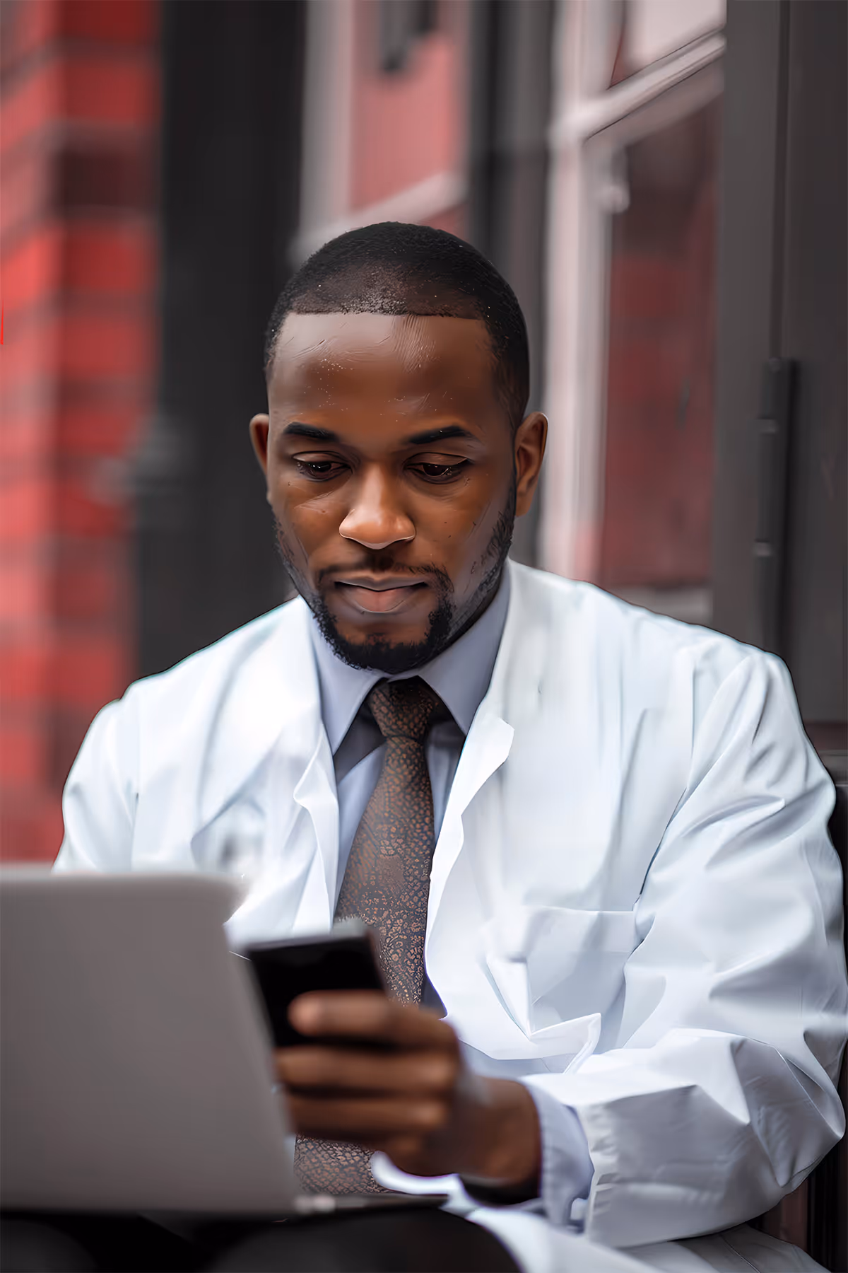 Scripts US Medical Rep in shirt and tie looking at a laptop