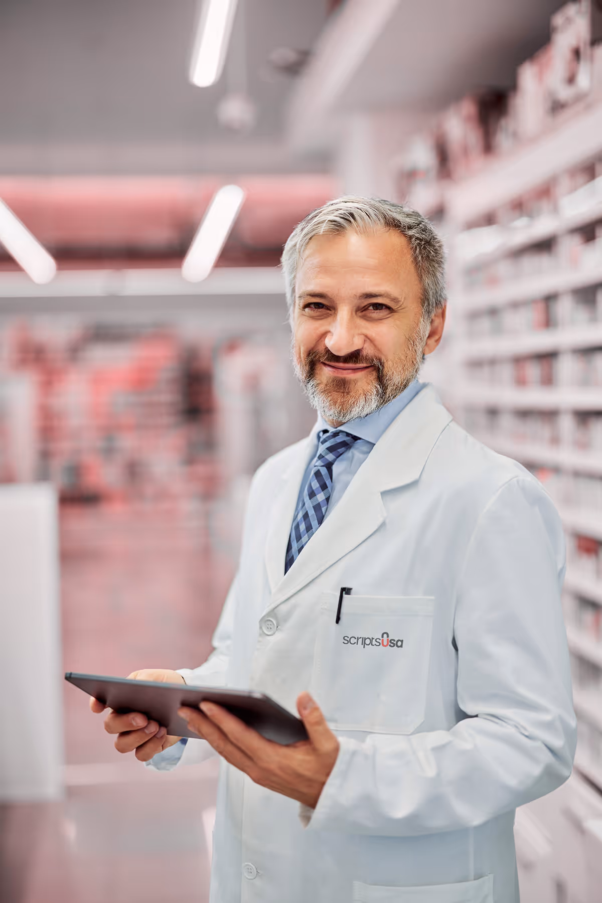 Scripts USA Doc in Medical lab coat prescribing medicine