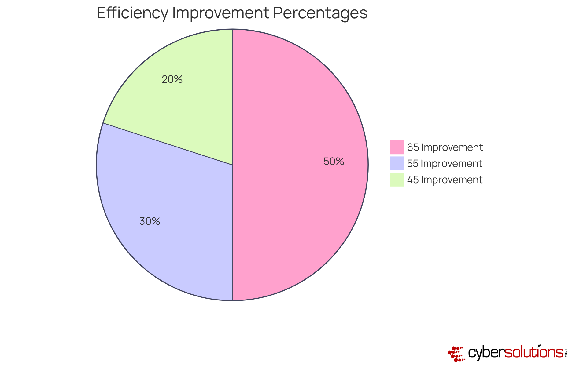 Each slice of the pie represents the percentage of businesses reporting improvements in efficiency. The larger the slice, the more organizations experienced that level of improvement.