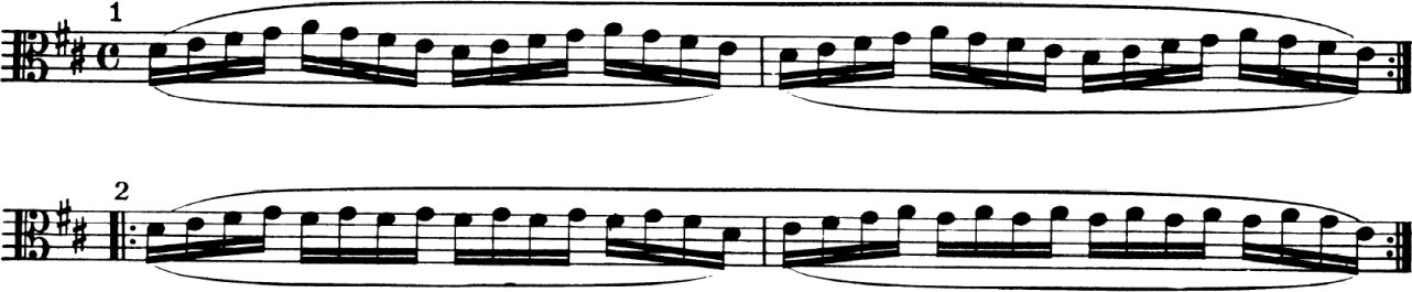 how to learn viola for violinists: Shradieck book 1 page 1