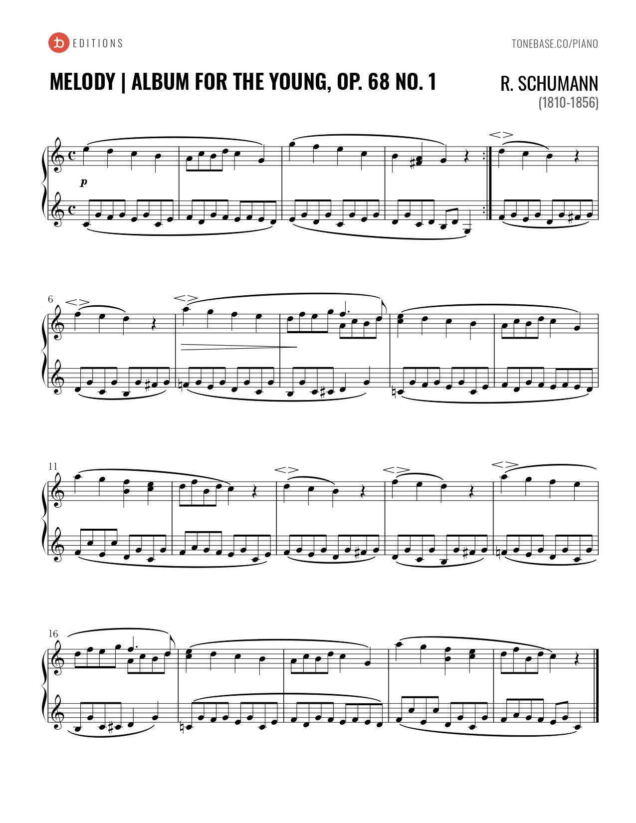 Album for the Young – Op. 68 No. 1 "Melody"