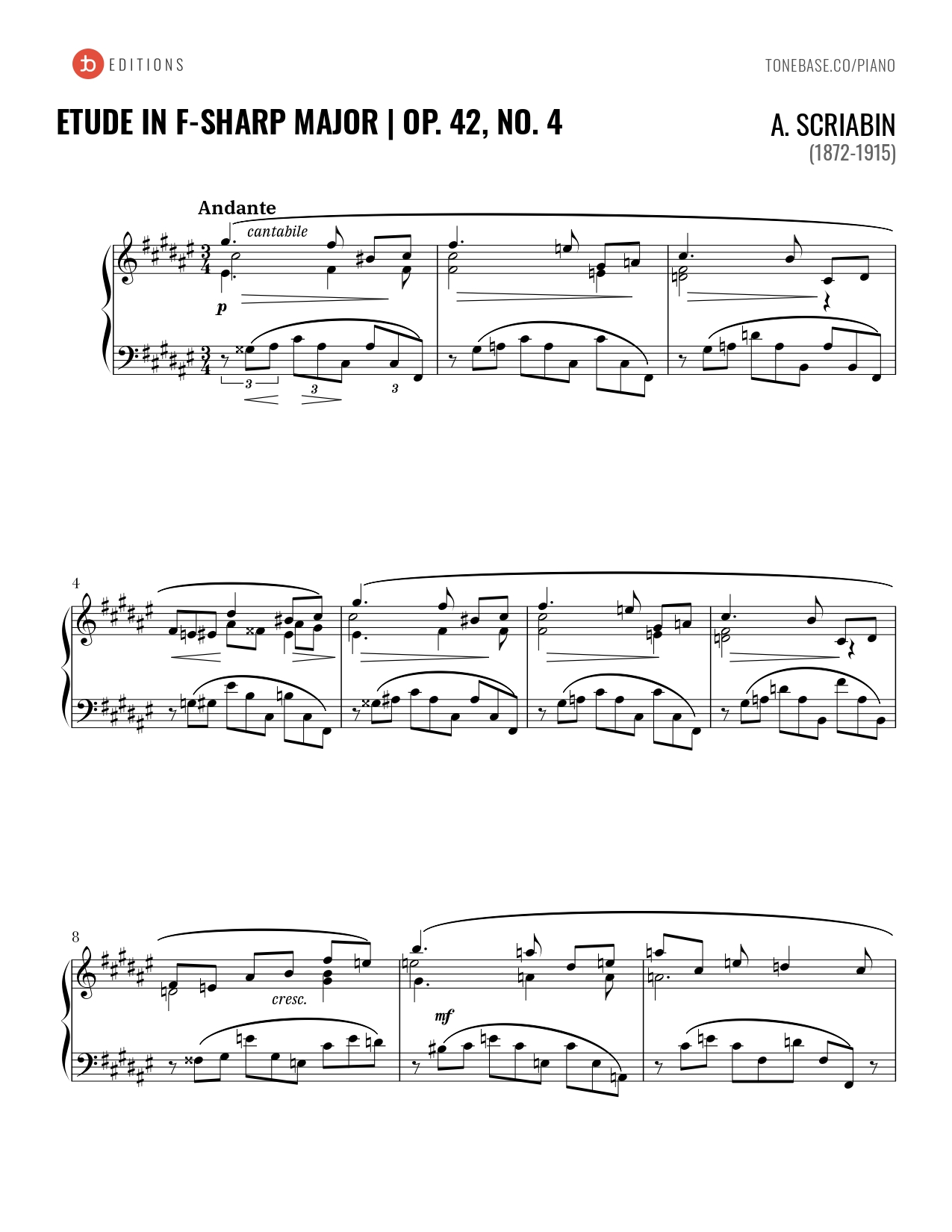 Etude in F-sharp Major, Op. 42 No. 4