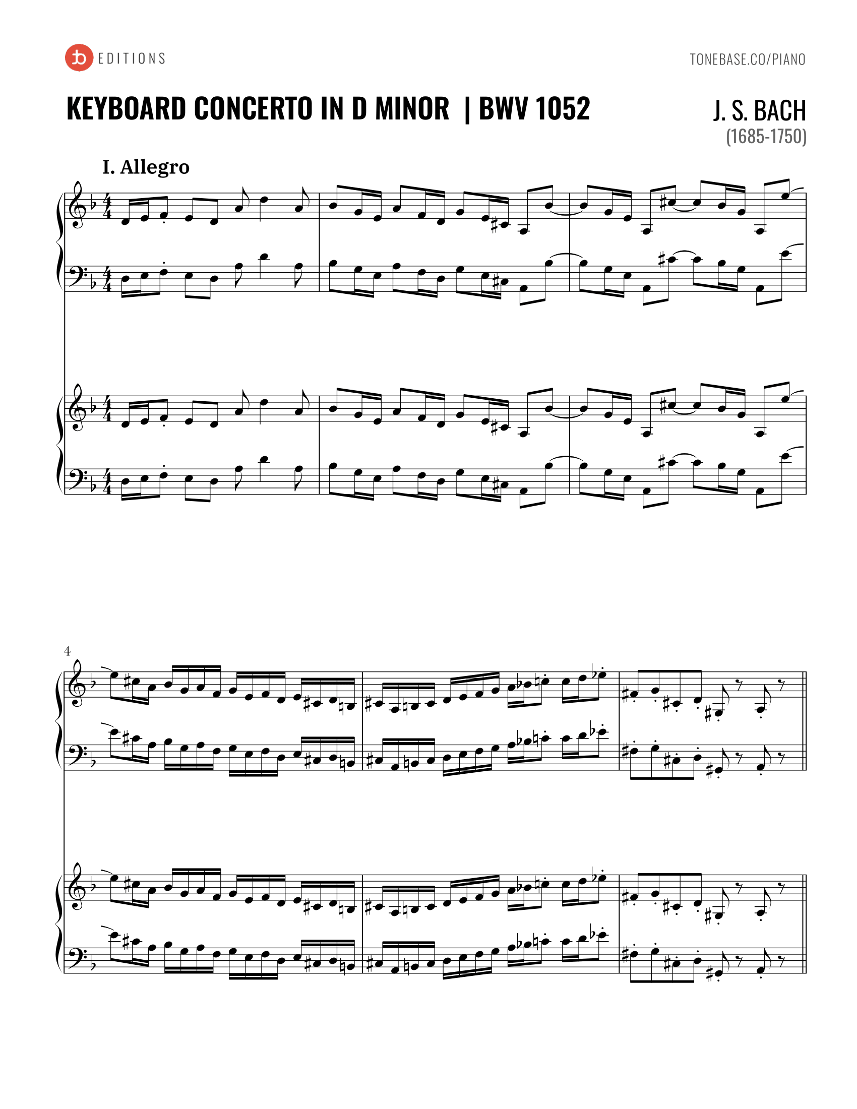 Keyboard Concerto in D Minor, BWV 1052