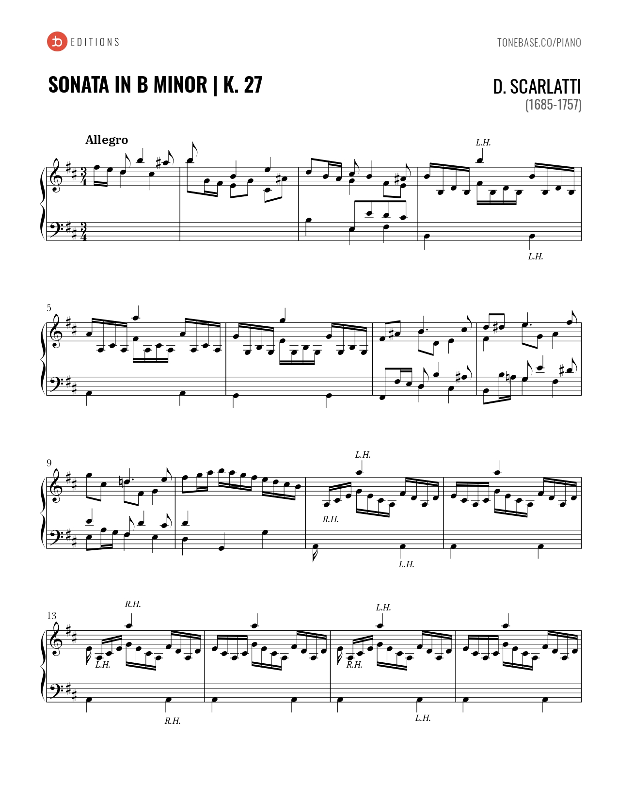 Keyboard Sonata in B Minor, K. 27