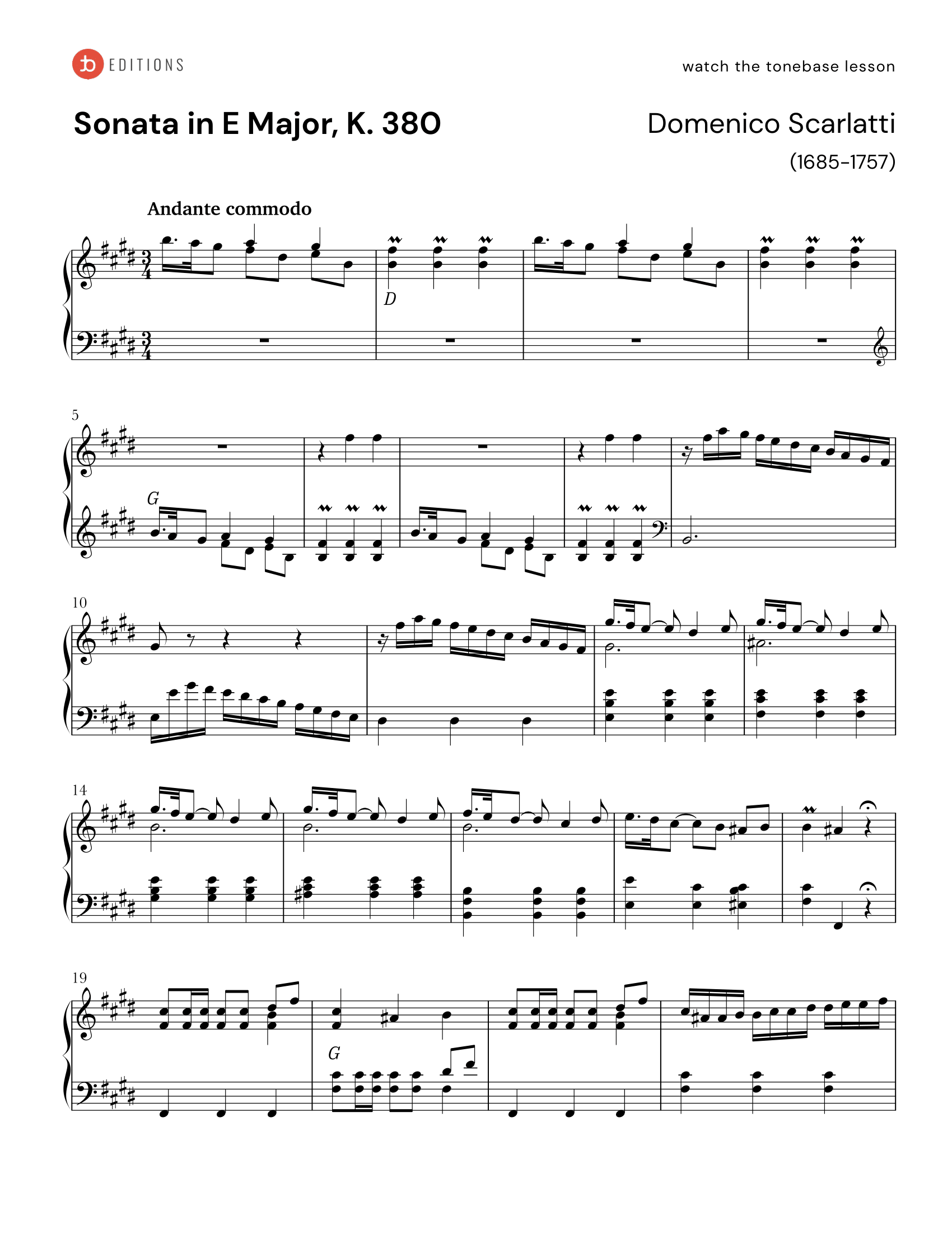 Keyboard Sonata in E Major, K. 380