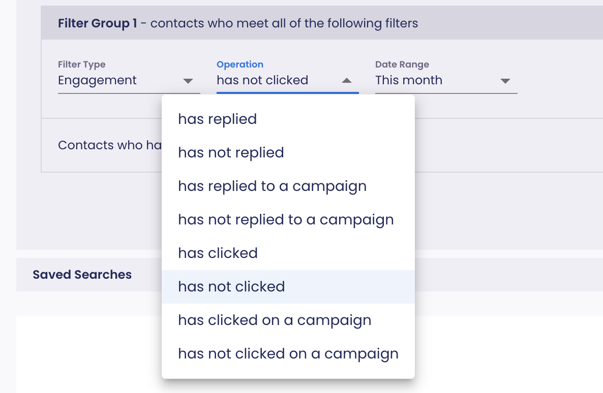 Engagement filter options in Audiences within Scale to Win Text