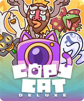 Copy Cat Deluxe Game Tile with colorful background and a variety of cartoon animals..