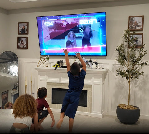 kids enjoying laser dodge in playground