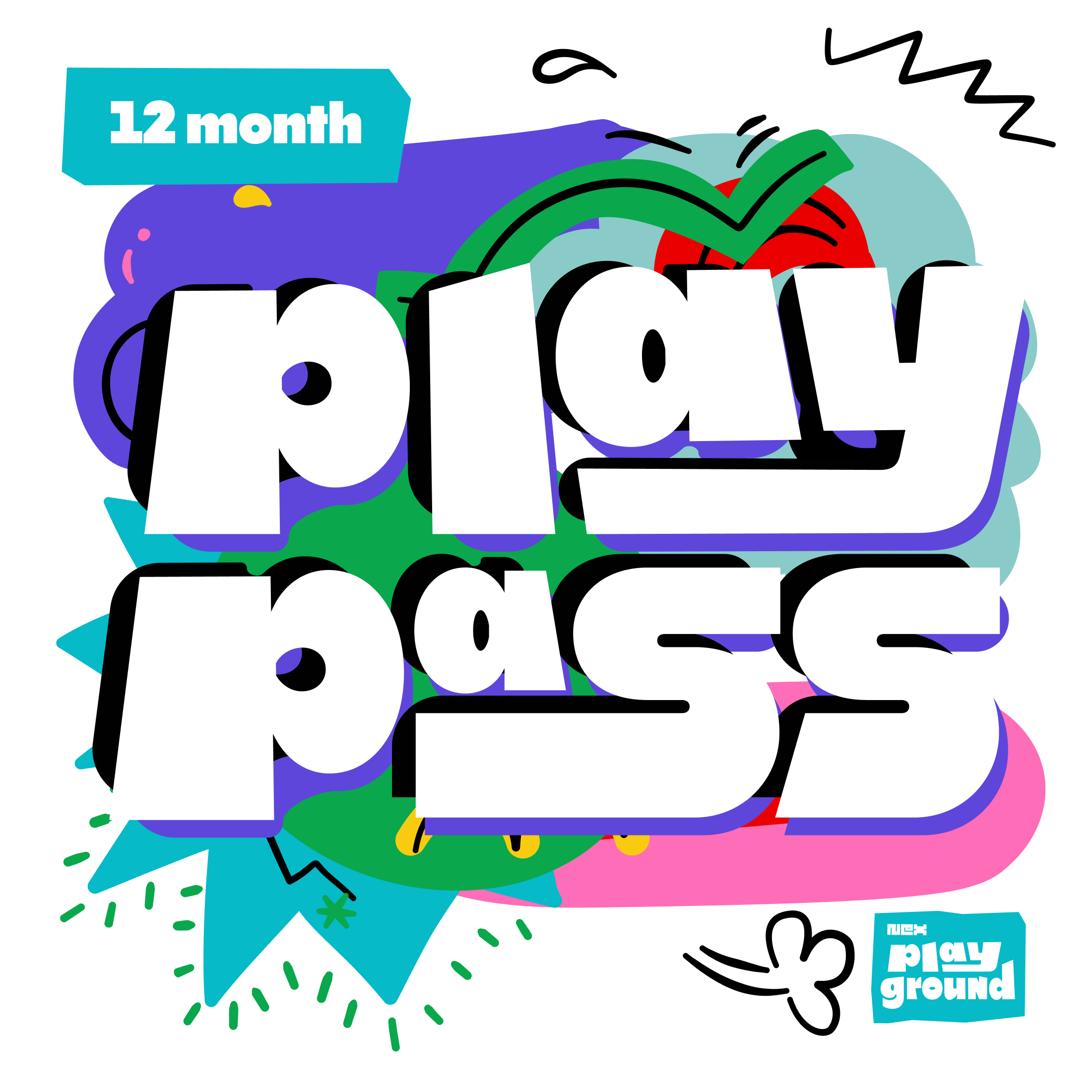 12 Month Play Pass logo - giving access to the full Nex Playground game catalog