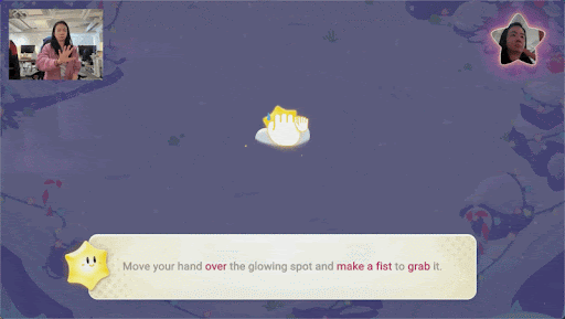 Gif of player using their hands to navigate their snowy island in Winter Wonders on Nex Playground