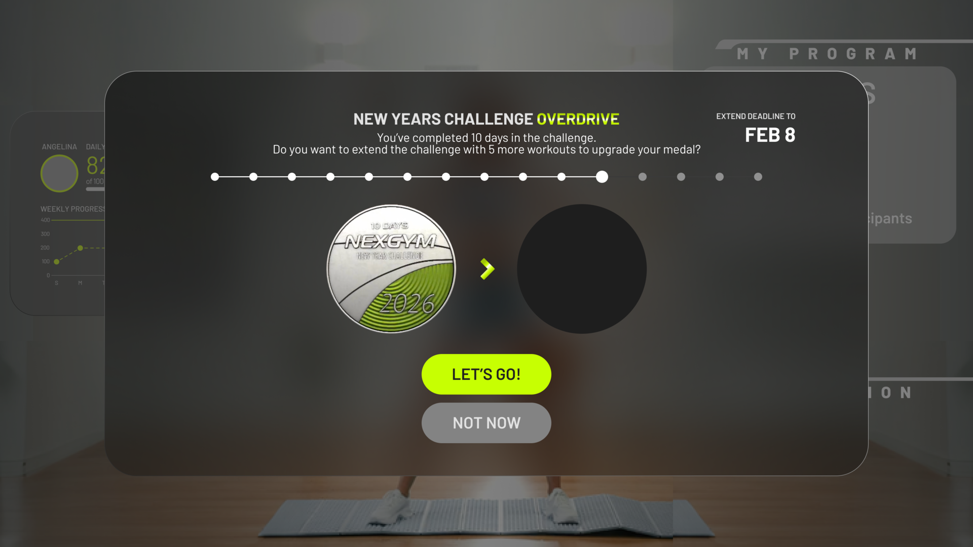 Image of reward badge upgrade in NexGym Fitness, only on Nex Playground with Play Pass