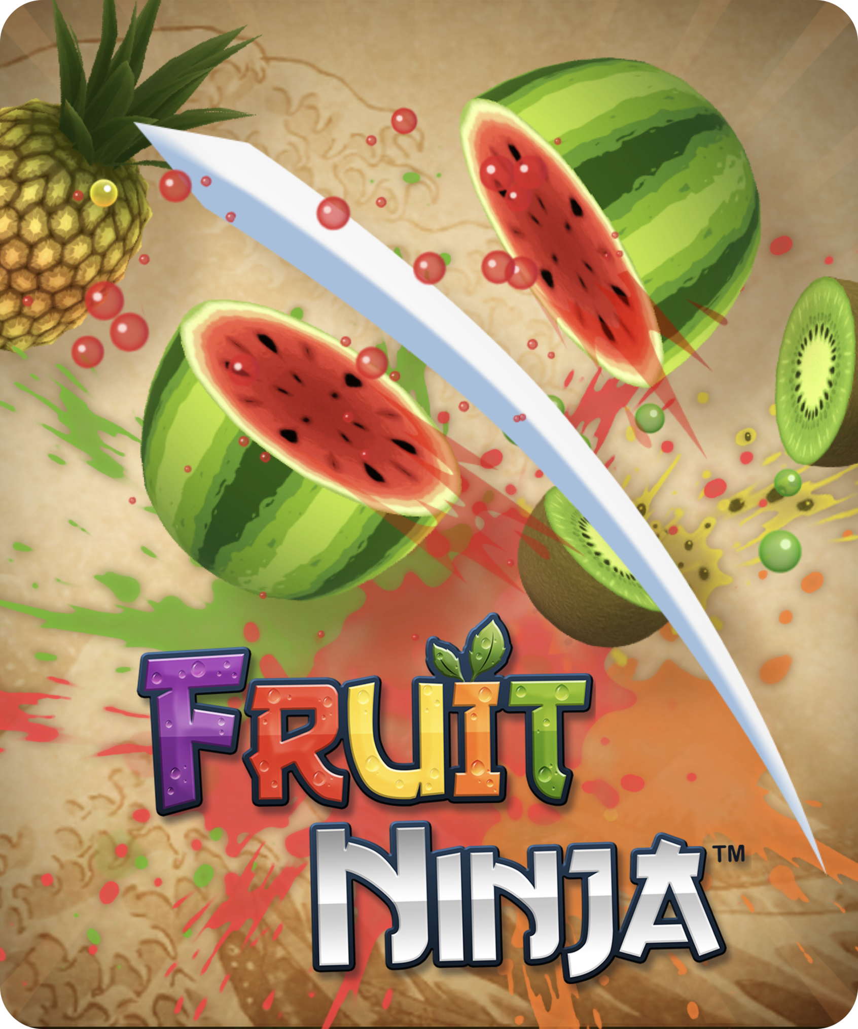 Game tile for Fruit Ninja, a motion-based version of the classic mobile game available on Nex Playground.